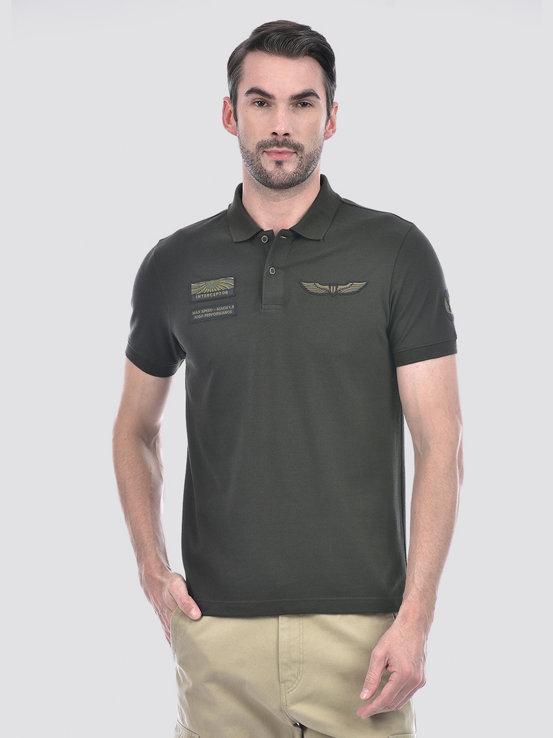 Numero Uno Men Applique Olive T-Shirt